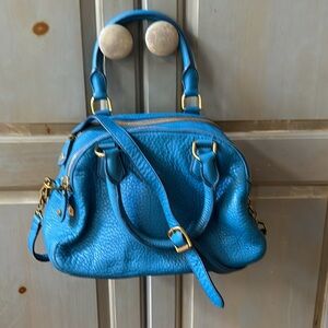 JCrew HOBO Crossbody in Bright Blue Soft Pebble Leather